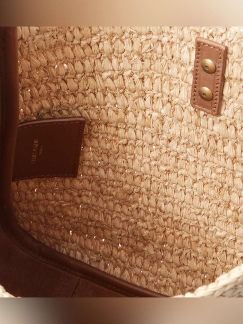 SAINT LAURENT Le 5 A 7 small leather and raffia hobo shoulder bag - Picture 8 of 9